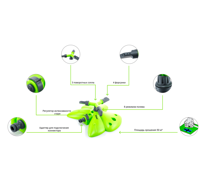 Дощувач Presto-PS зрошувач круговий Метелик (8107G)