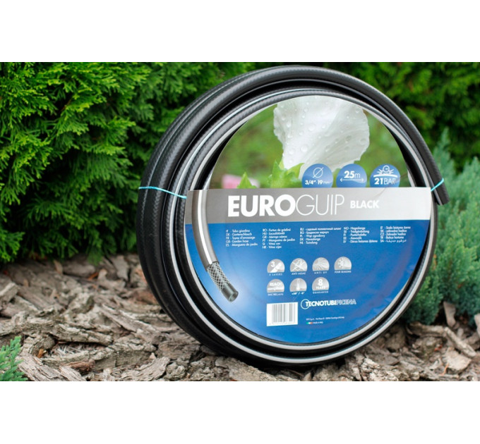 Шланг садовий Tecnotubi Euro Guip Black для поливу діаметр 3/4 дюйма, довжина 25 м (EGB 3/4 25)